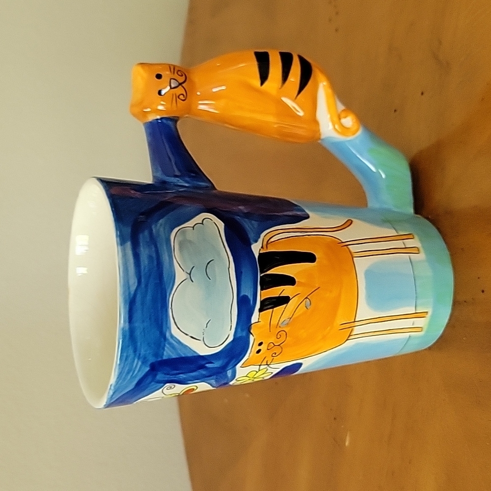 🐈 HANDLE MUG,  CAT DESIGNED COFFEE/HOT TEA MUG, TALL 16oz